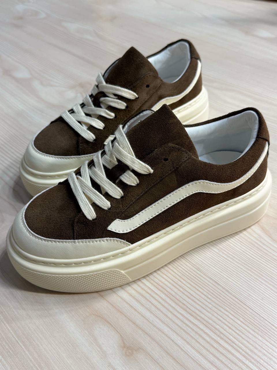 Кеды женские Hengji 707-7 замшевые на высокой платформе р. 39 Коричневый (6360)