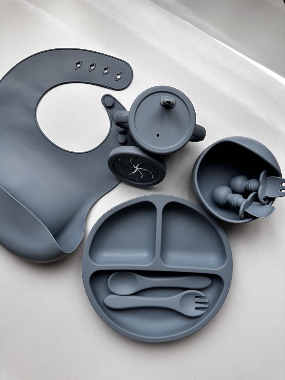 Набор посуды для кормления нагрудник/тарелка/миска/кружка/ложка/вилка и прорезыватель 9 элементов (101)