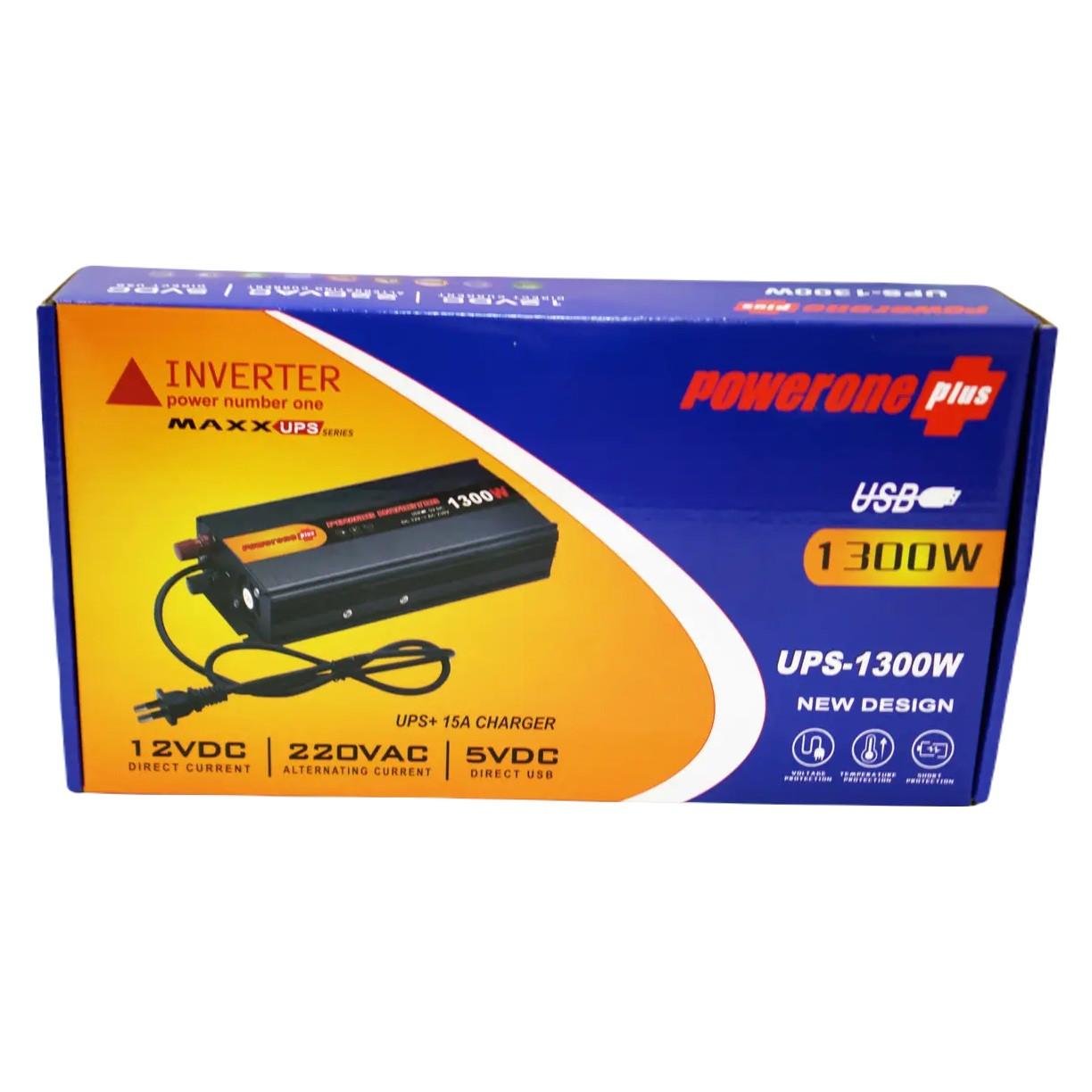 Перетворювач напруги Powerone Plus UPS-1300W з функцією заряджання 1300W DC/AC 12V-220V Black (2413402207) - фото 6