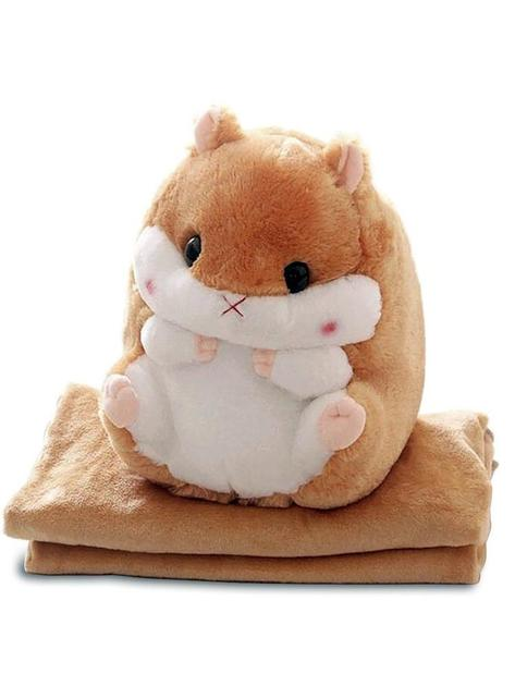 Іграшка-подушка м'яка Хом'як 38 см з пледом 110х160 см Бежевий (2117-23) - фото 2