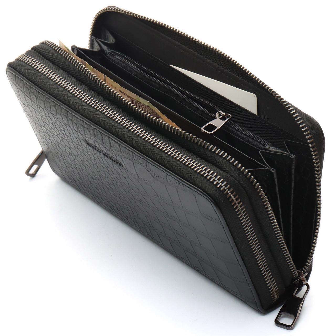 Кошелек-клатч Marco Coverna на две молнии из фактурной натуральной кожи Черный (MCJP-5902B) - фото 5 Кошелек-клатч Marco Coverna на две молнии из фактурной натуральной кожи Черный (MCJP-5902B) - фото 5