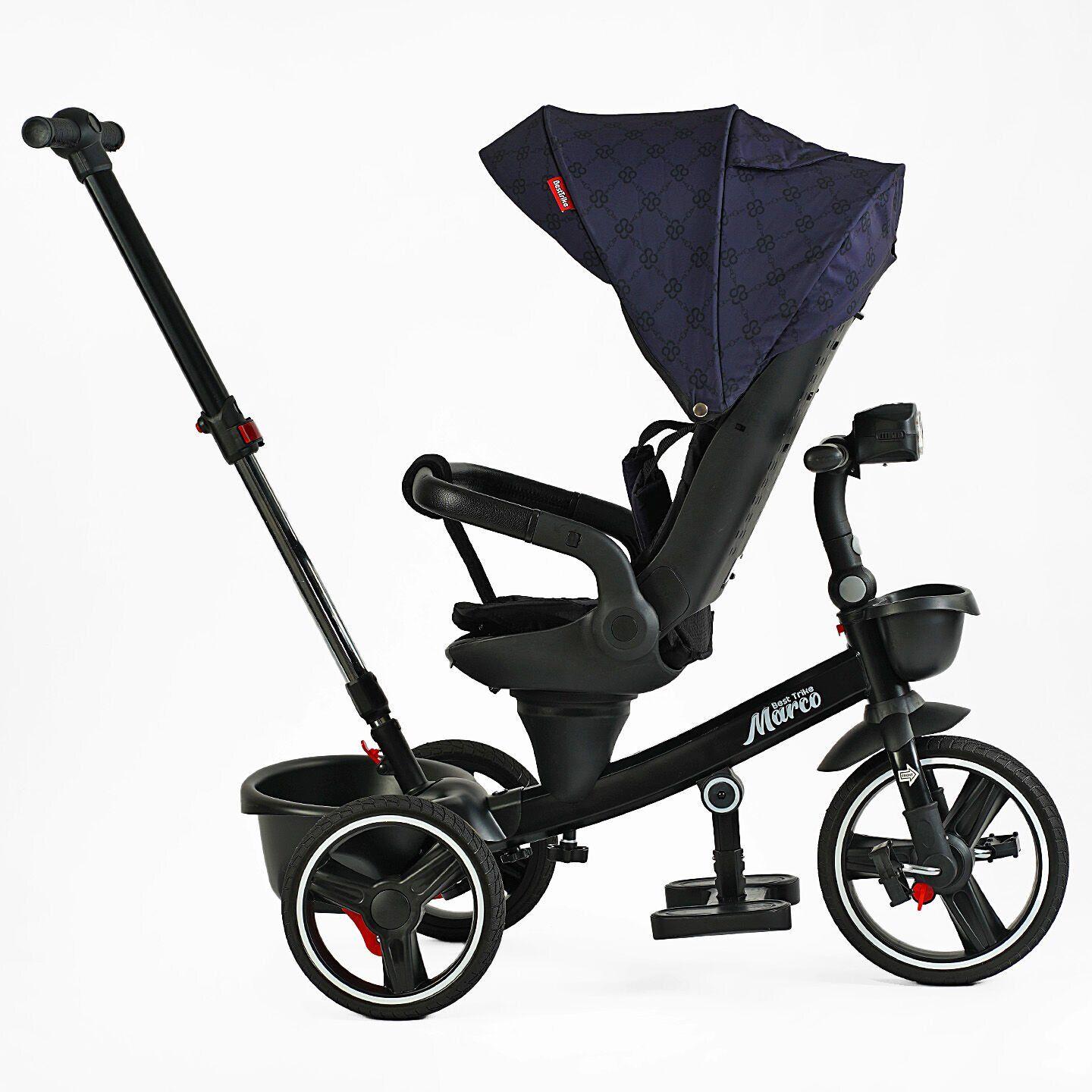 Велосипед дитячий триколісний Best Trike Marco 9155 PU складане кермо музична фара з батьківською ручкою Синій (331-09) - фото 5 Велосипед дитячий триколісний Best Trike Marco 9155 PU складане кермо музична фара з батьківською ручкою Синій (331-09) - фото 5