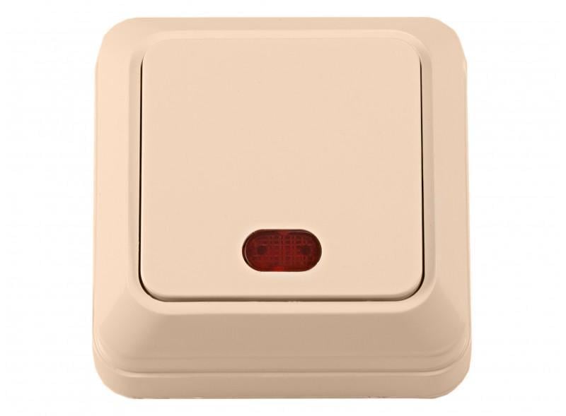 Выключатель одноклавишный накладной Luxel 2305 OPERA с подсветкой Кремовый (27551406)