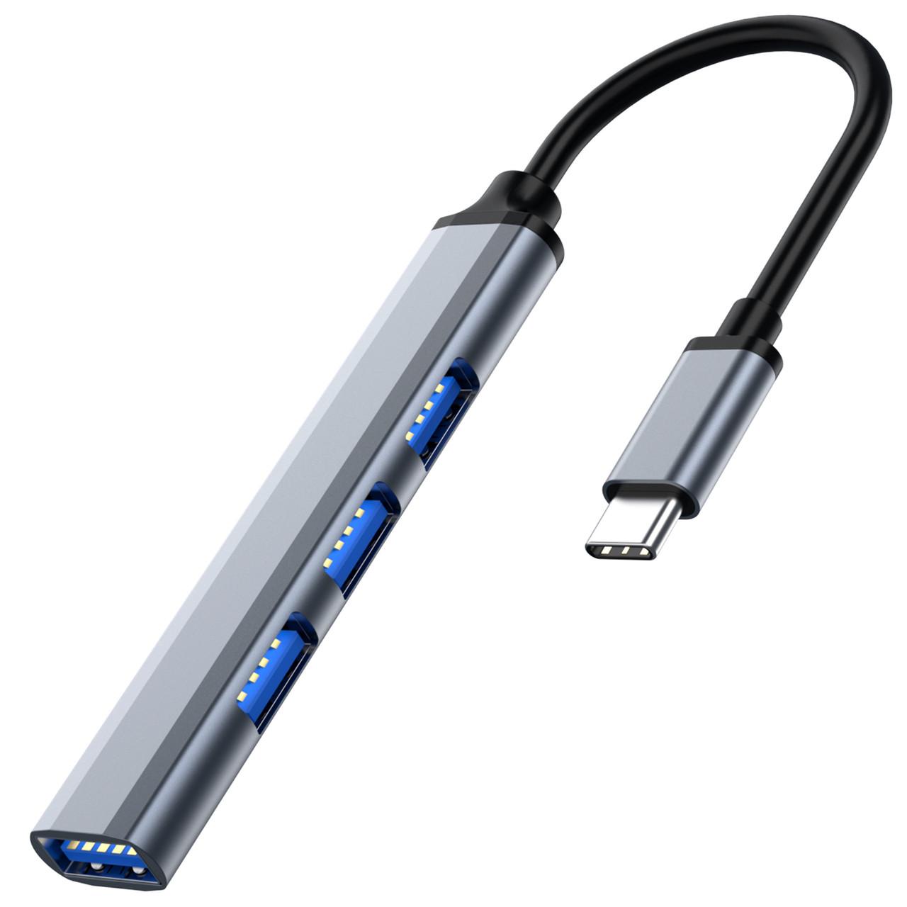 Концентратор/разветвитель для ноутбука на 4 порта USB Type-C хаб Addap UH-05C USB - фото 2