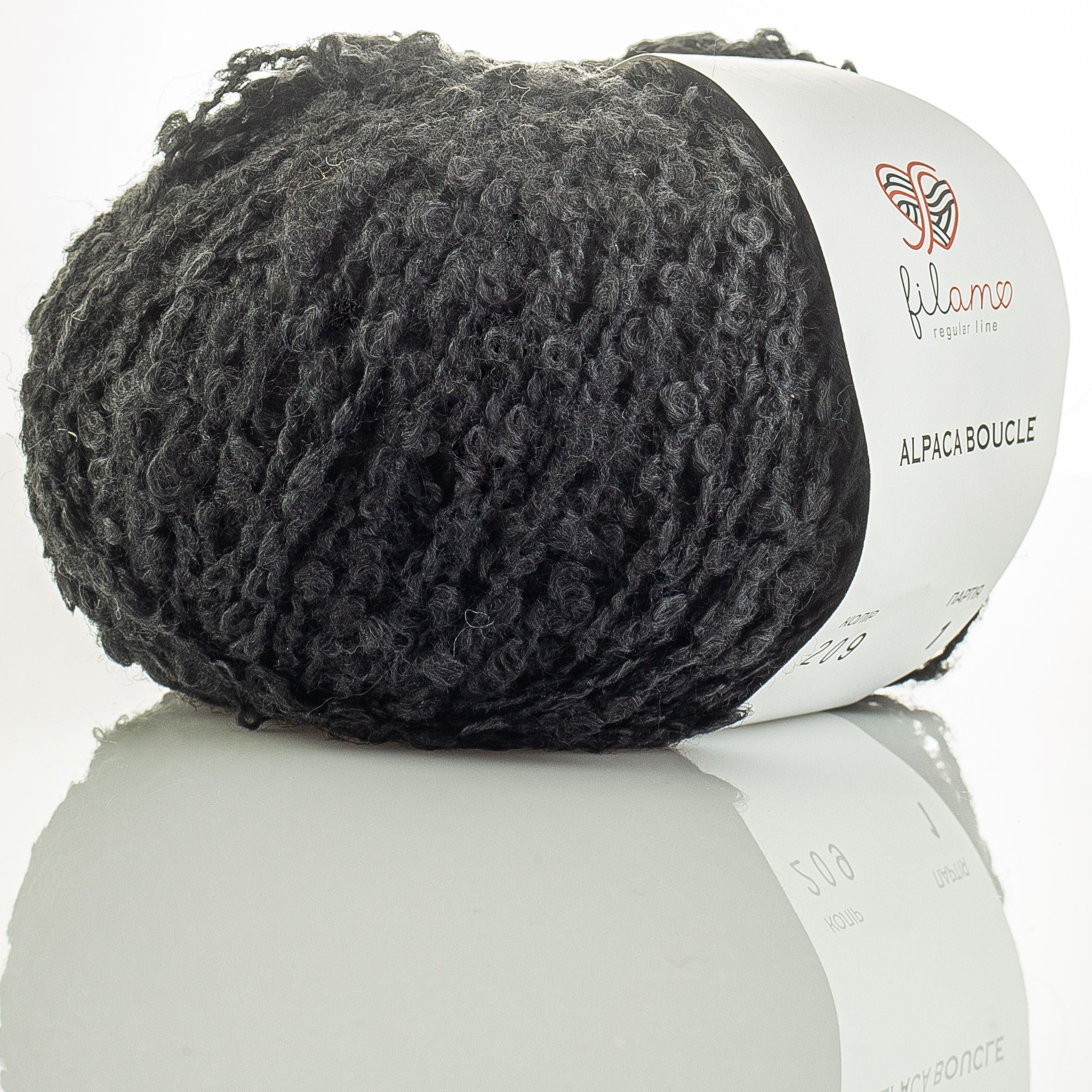Пряжа букле Filamo Alpaca Boucle 209 черный (3946)