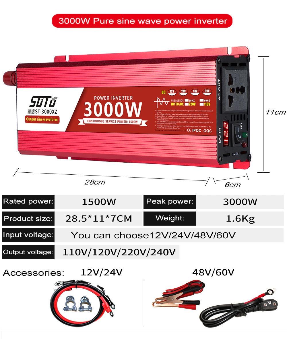 Інвертор перетворювач напруги 24 В 220В 3000 Вт чиста синусоїда - фото 7
