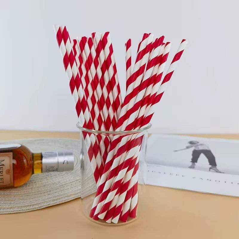 Трубочки коктейльні для пиття в смужку 25 шт. Червоний - фото 1 Трубочки коктейльні для пиття в смужку 25 шт. Червоний - фото 1
