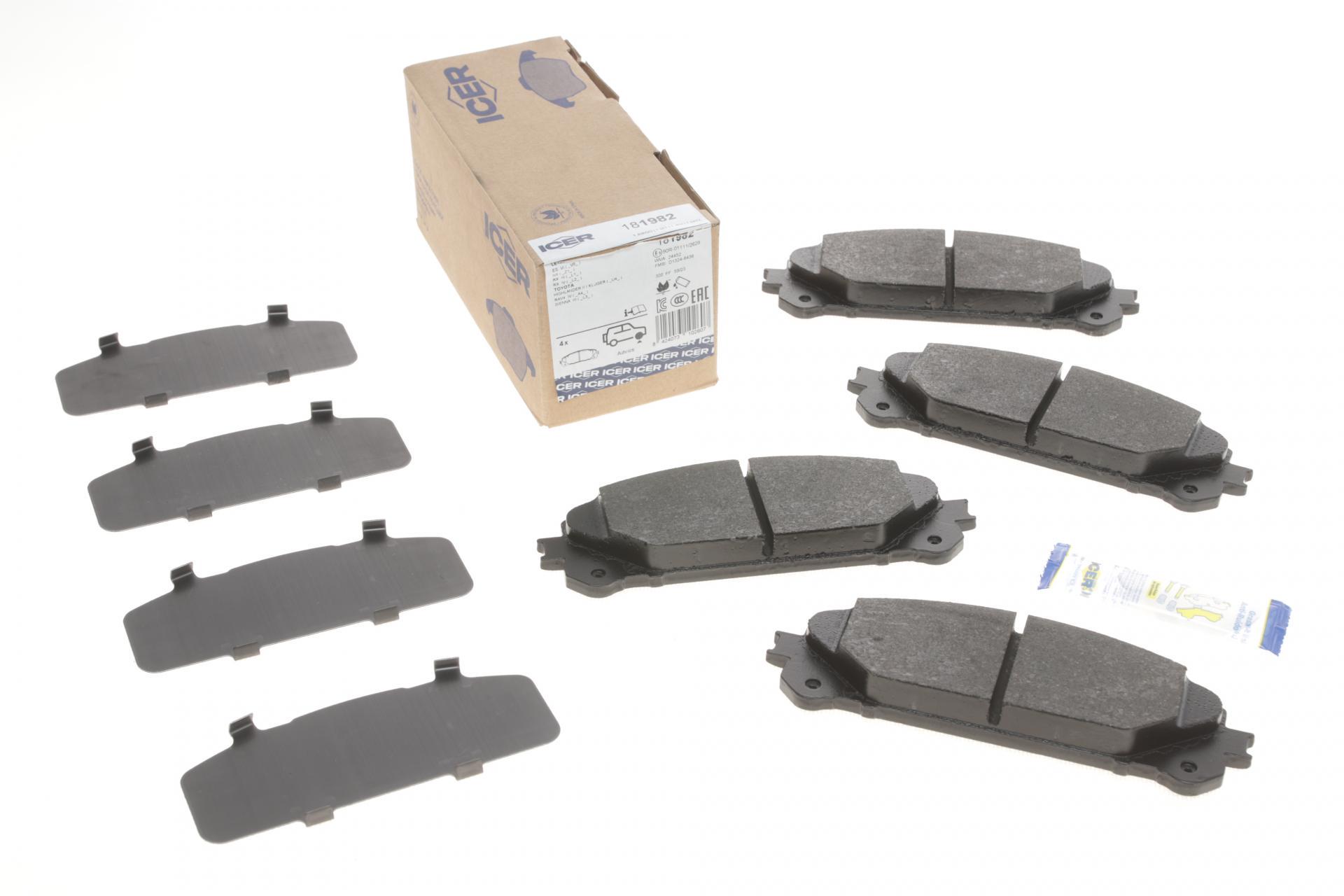 Колодки тормозные передние ICER 181982 Toyota Camry 17-/Highlander 07-/Rav4 IV/V/Lexus ES 12-/NX 14-/RX 08-