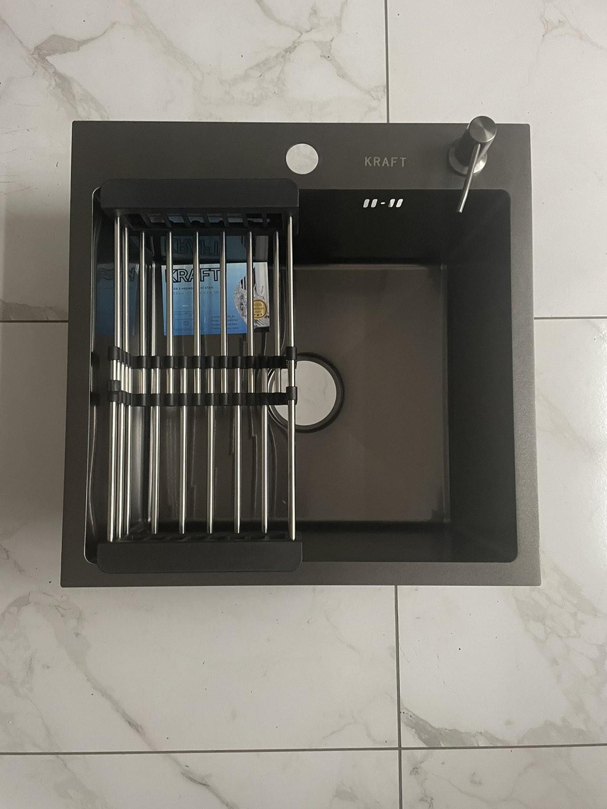 Мойка кухонная Kraft 5050 PVD Черный/смеситель для кухни Kraft из нержавеющей стали Черный - фото 12 Мойка кухонная Kraft 5050 PVD Черный/смеситель для кухни Kraft из нержавеющей стали Черный - фото 12