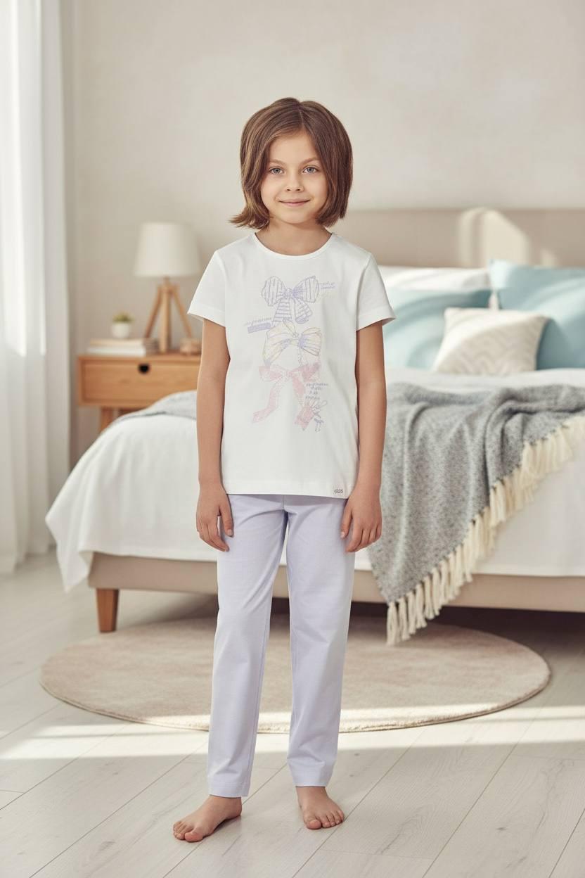 Піжама для дівчинки бавовняна BAYKAR р. 9 134-140 см 9-10 років Молочний (9328-208)