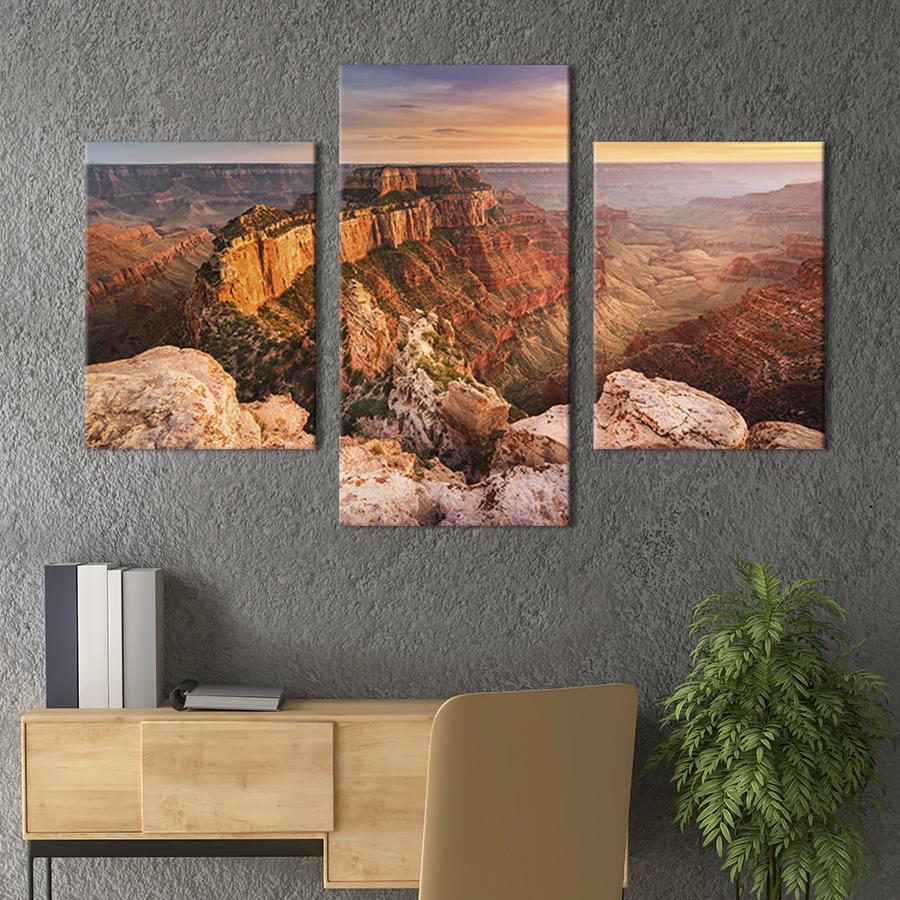 Модульная картина на холсте Триптих Скалы Гранд Каньона 66x40 см (599-32)