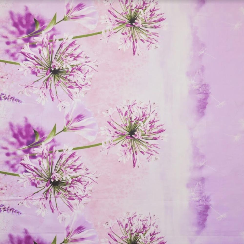 Ткань хлопок сатин S-003А Флора Сиреневый (19387)