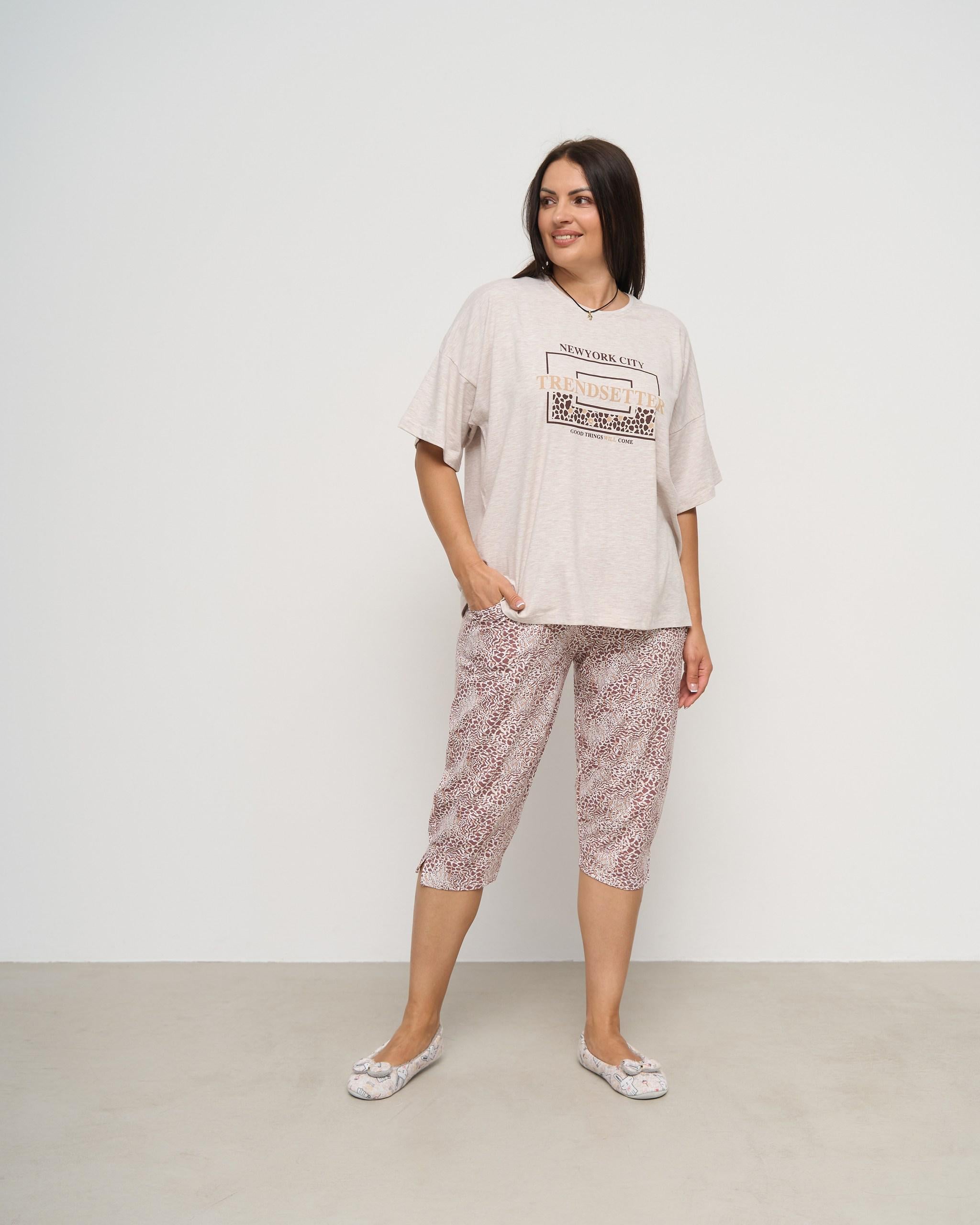 Пижама женская батальная с капри Trendsetter 3XL Молочный (36055) Пижама женская батальная с капри Trendsetter 3XL Молочный (36055)