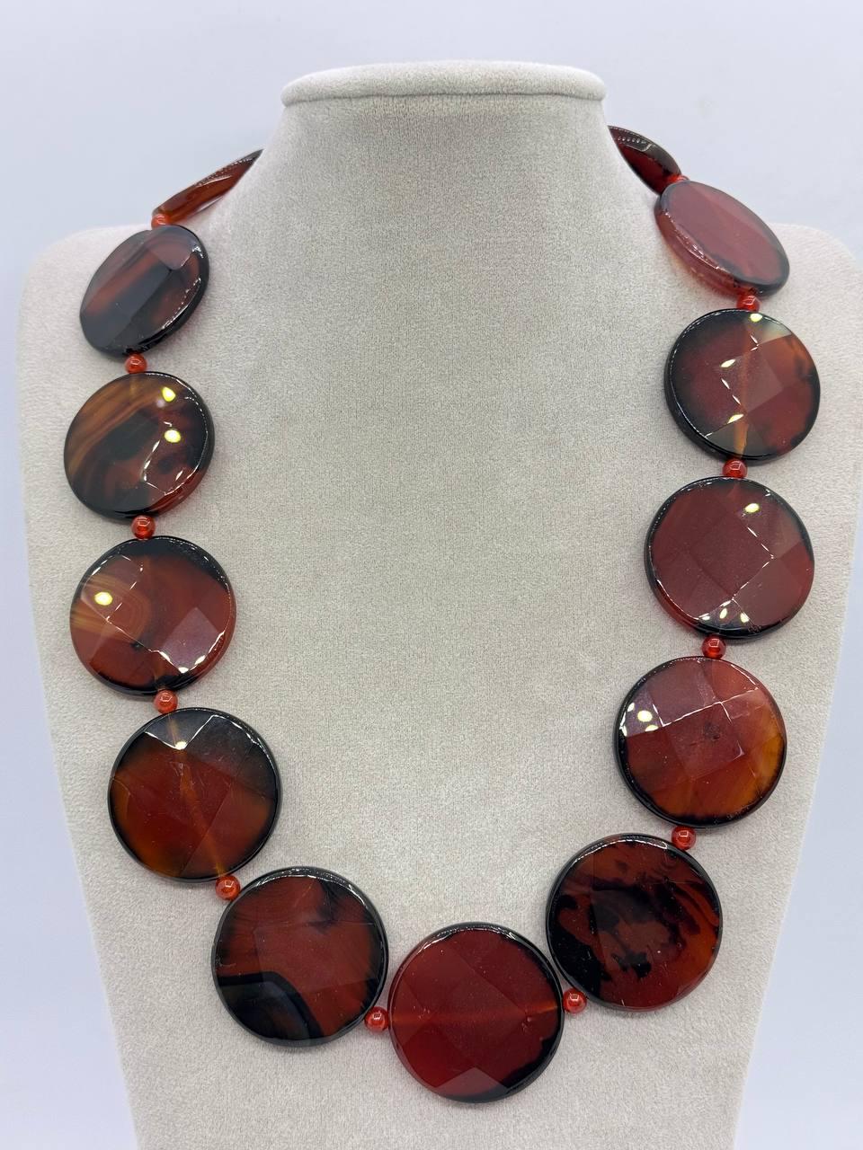Бусы агат 45 см Коричневый (12145)