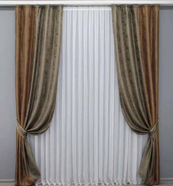 Комплект штор жакард 1,3х2,7 м 2 шт. Коричневий/Какао (014дк/660-437ш)