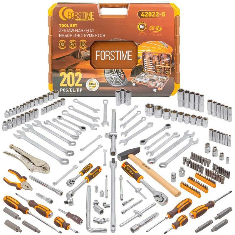 Набор инструментов Forstime 42022-5 6-гранный 1/4"/3/8"/1/2" 202 пр. в кейсе (42022-5)
