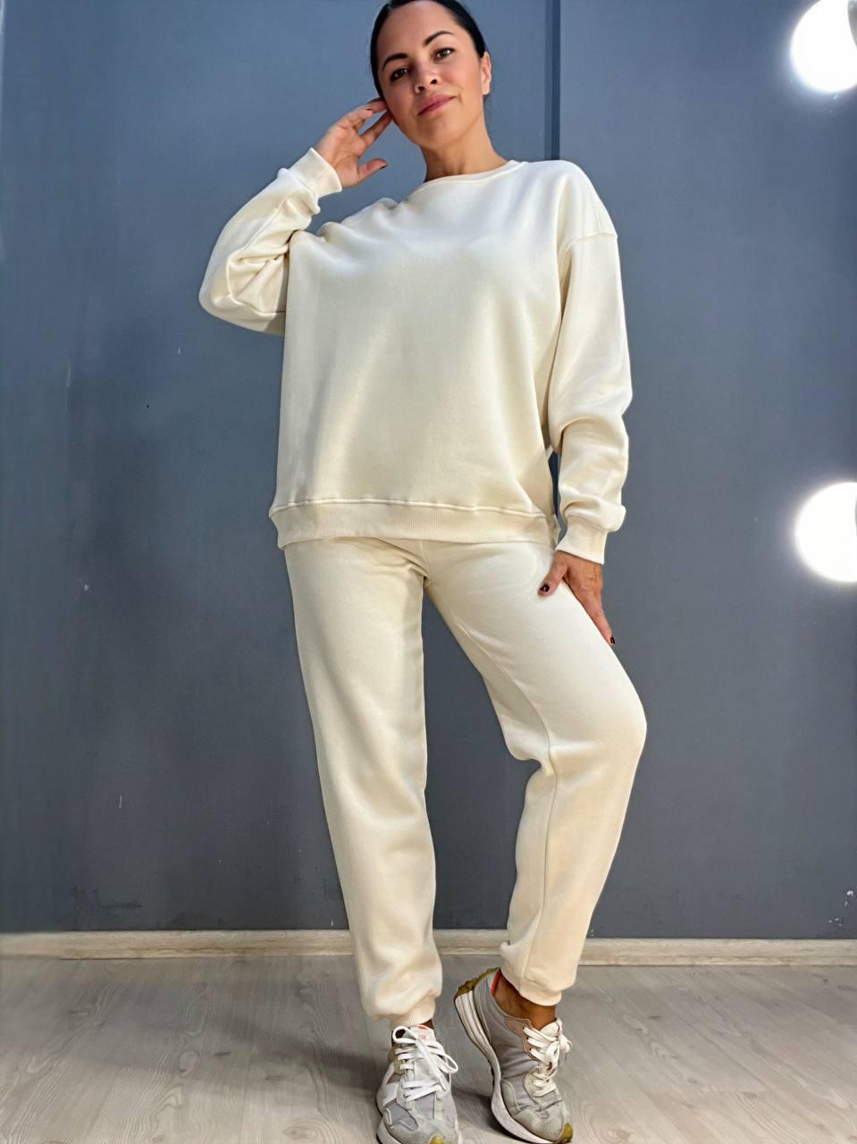 Брюки женские PEPPER MINT 24-13 спортивные джоггеры резинка на талии утепленные S Молочный (921) - фото 4 Брюки женские PEPPER MINT 24-13 спортивные джоггеры резинка на талии утепленные S Молочный (921) - фото 4