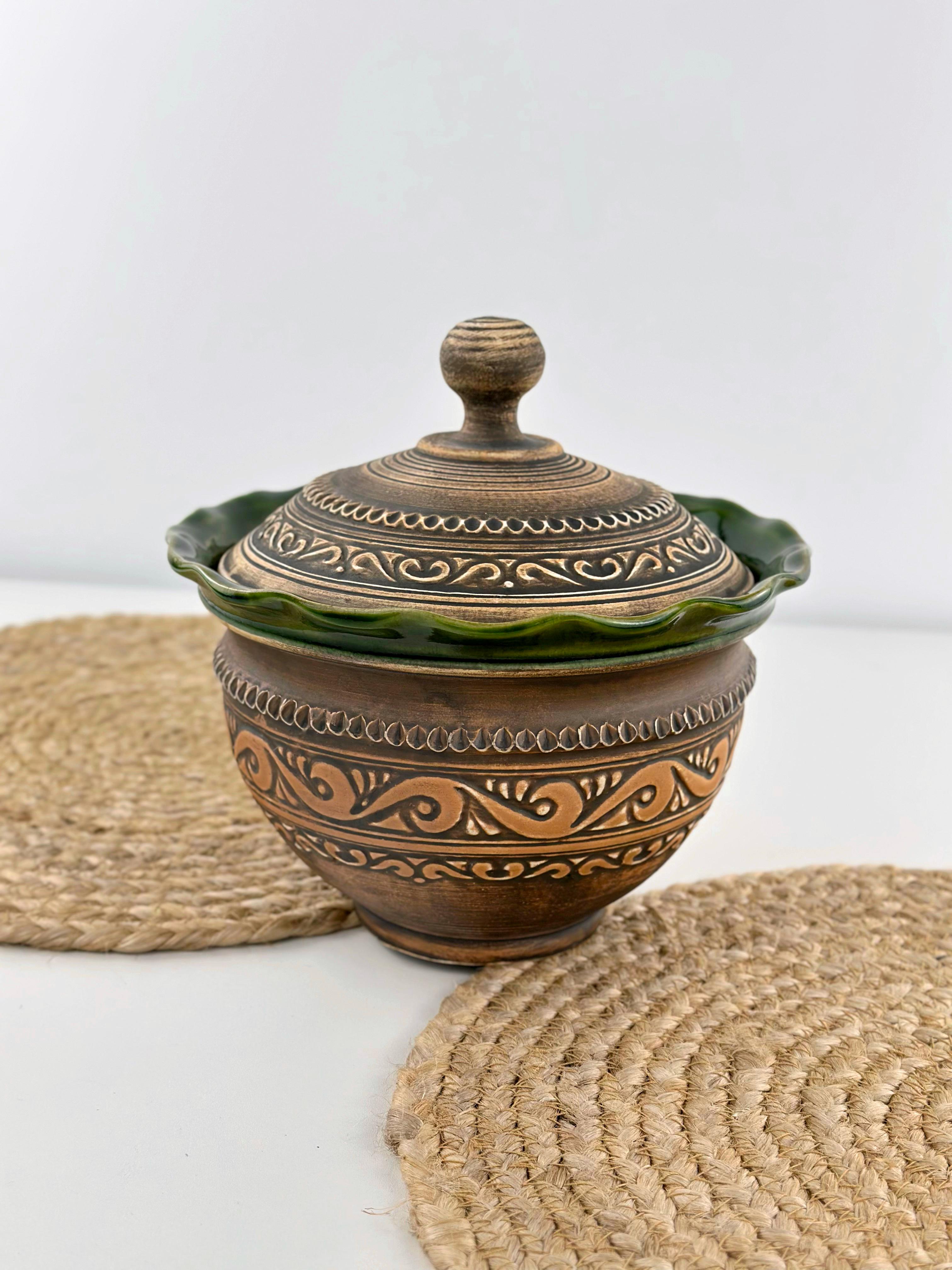 Макитра-волна с крышкой для мака глиняная Гражда 2 л Коричневый (17017-2) Макитра-волна с крышкой для мака глиняная Гражда 2 л Коричневый (17017-2)