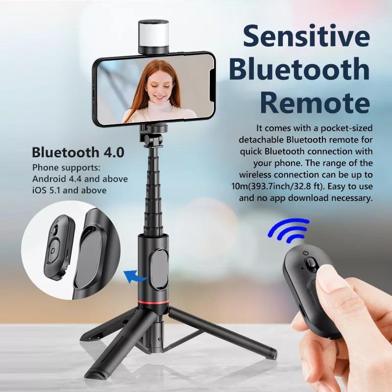 Селфи-монопод Q12S Bluetooth Tripod 0,76 м Black - фото 5