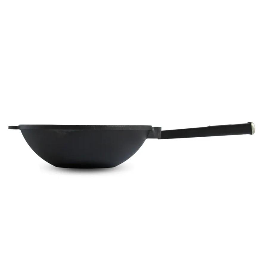 Сковорода чавунна Brizoll WOK з чавунною кришкою та дерев’яною ручкою 2,8 л 26 см Black (W26HP1-1) - фото 5