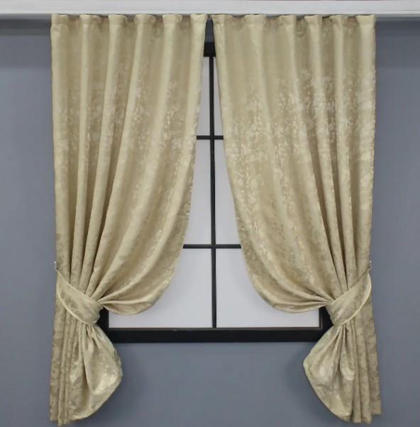 Шторы светонепроницаемые Pavliani лен мрамор 1,3х1,7 м 2 шт. Светло-бежевый (1270ш)