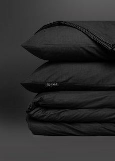 Комплект постільної білизни Soline з попліну двоспальний 180х220 см з простирадлом на резинці Графітовий - фото 1