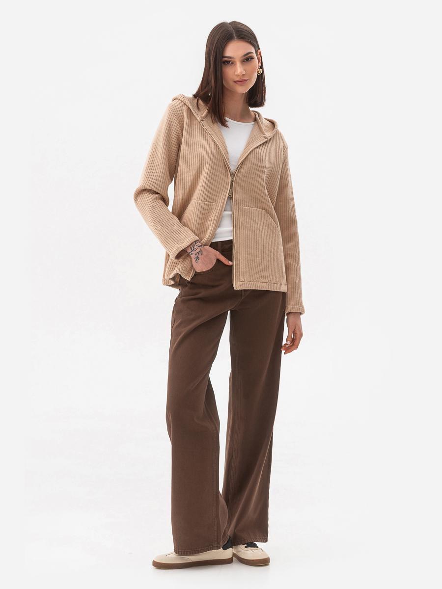 Кардиган хлопковый с капюшоном SVTR р. 48-52 Бежевый (592) - фото 3