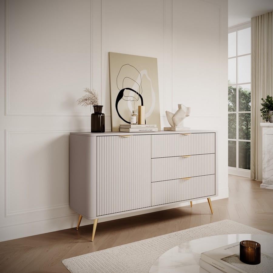 Комод Perfect Home Lante 1-дверный с 3 ящиками и золотыми ножками 1D3S/138 Бежевый (PFH-091116)