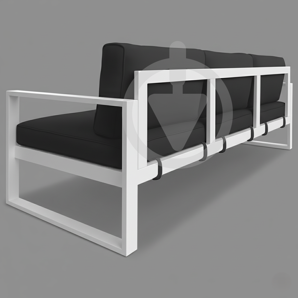 Диван металевий AVVS tech Бостон вуличний лофт з підлокітниками оксфорд 250 см Темно-сірий/Білий (30067098) - фото 3