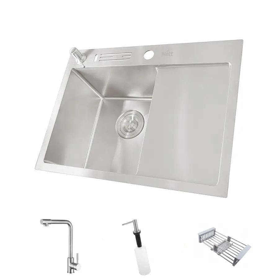 Комплект кухонной мойки Nett NS-6045 600х450 мм нержавеющая сталь (NET-130920)