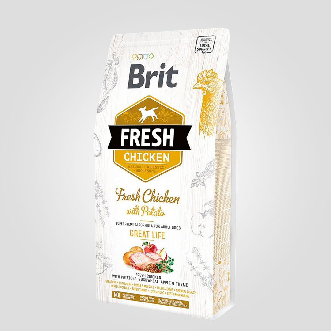 Корм сухой Brit Fresh Chicken/Potatoдля взрослых собак с курицей и картофелем 2,5 кг (20504337)