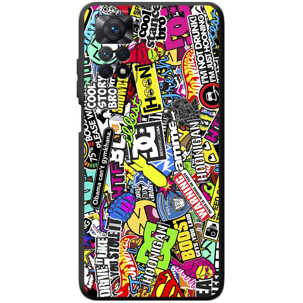 Чехол BoxFace Xiaomi Redmi Note 11 Pro Multicolored Inscriptions Черный силикон (44185-up880-44083)