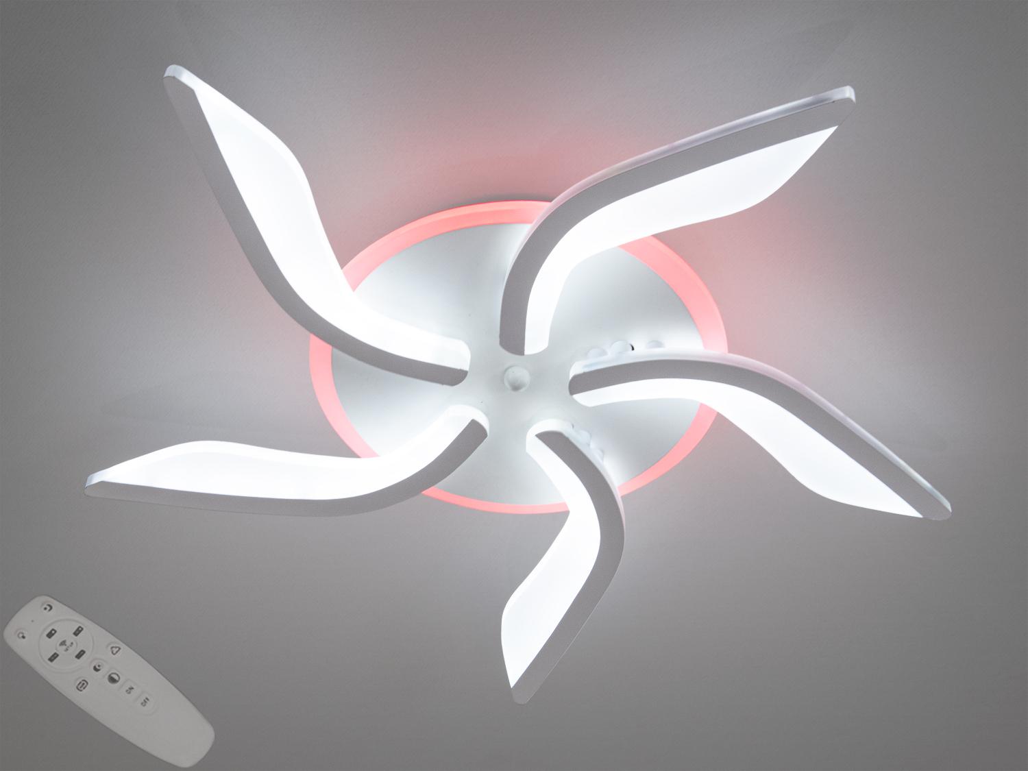 Люстра потолочная led на пульте с подсветкой 50W Белый (S2480/5WH 3col dim) Люстра потолочная led на пульте с подсветкой 50W Белый (S2480/5WH 3col dim)