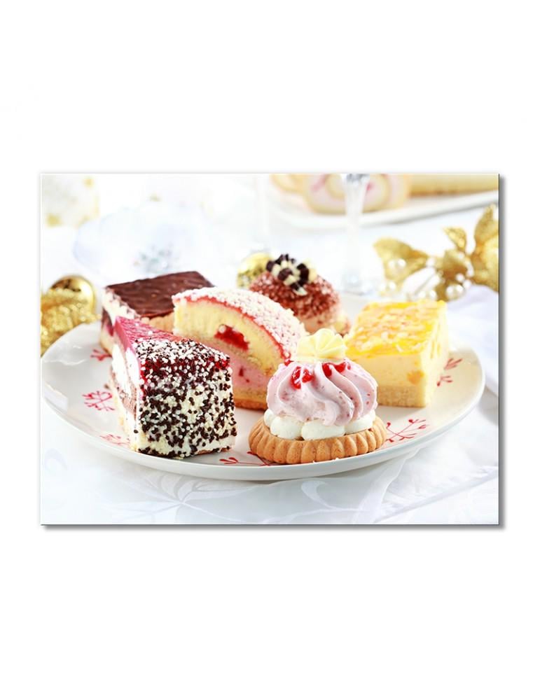 Картина модульная Тарелка пироженых ассорти 1 модуль 30х45 см