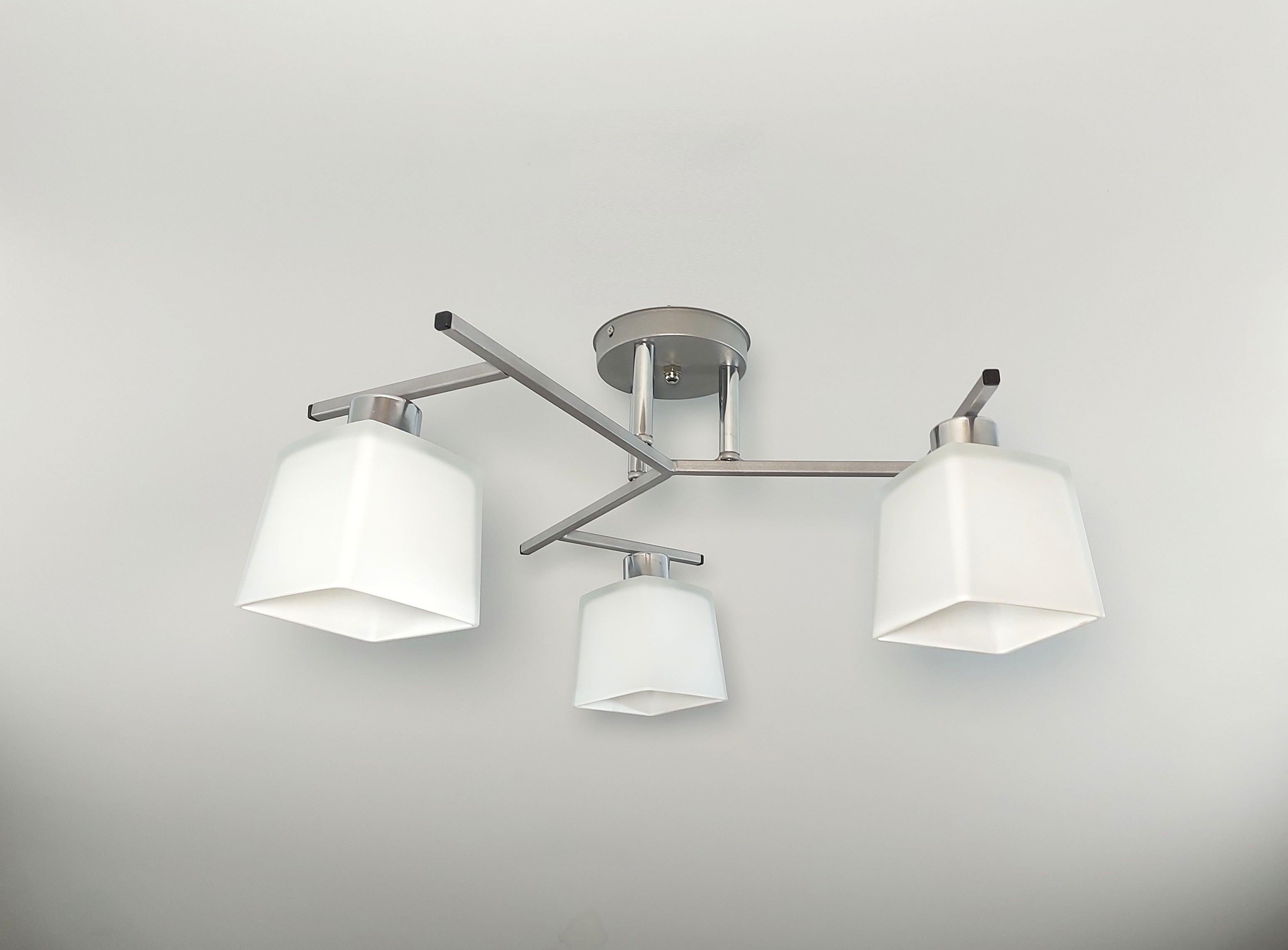 Потолочная люстра Хай-тек 3280/3 на три плафона металлическая Серый (22614094)