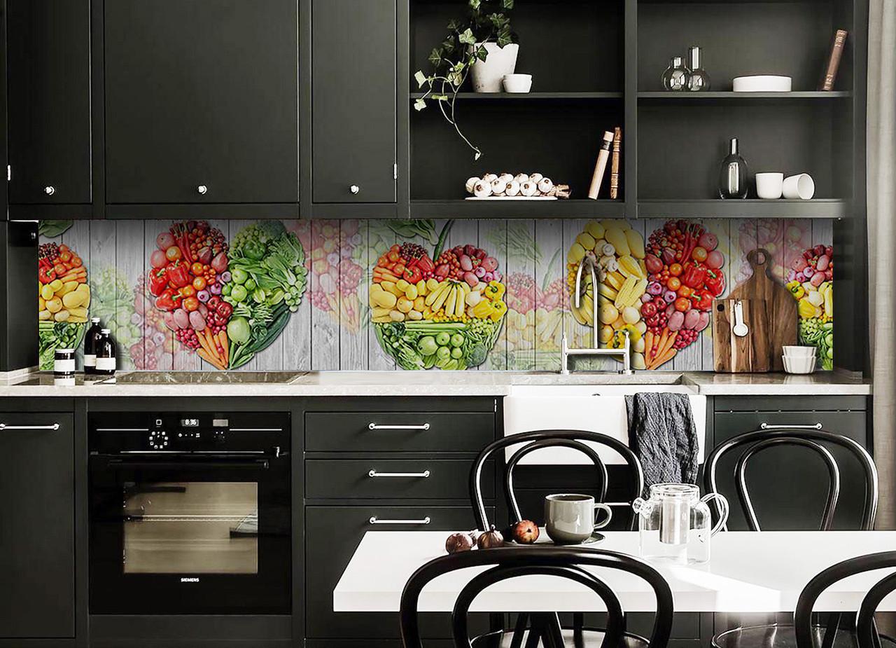 Кухонный фартук Ассорти фруктов из самоклеющейся виниловой пленки 60х250 см Желтый Кухонный фартук Ассорти фруктов из самоклеющейся виниловой пленки 60х250 см Желтый