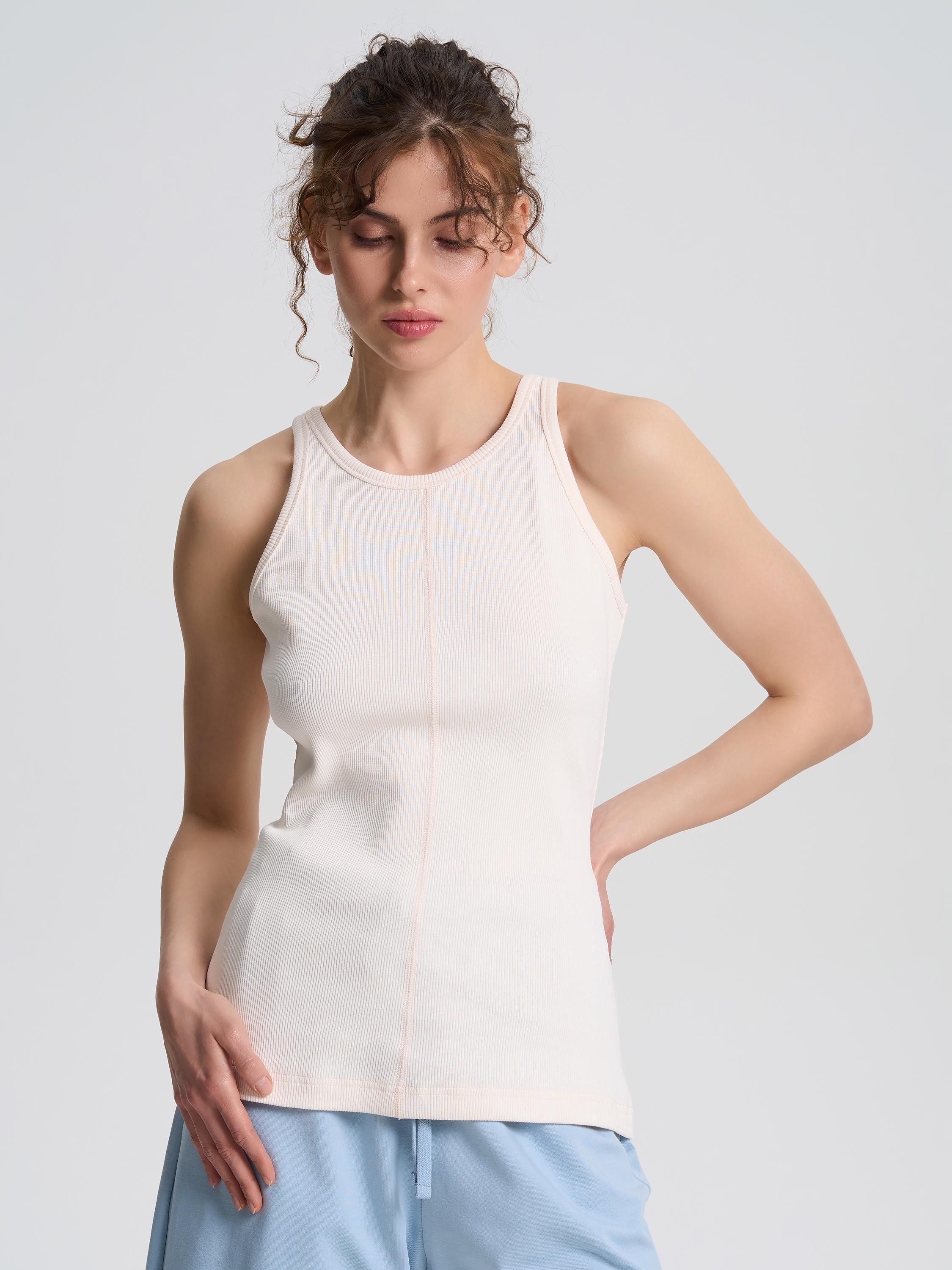 Майка женская в рубчик ROZA 240602 L Светло-бежевый (4824005715259) - фото 5 Майка женская в рубчик ROZA 240602 L Светло-бежевый (4824005715259) - фото 5