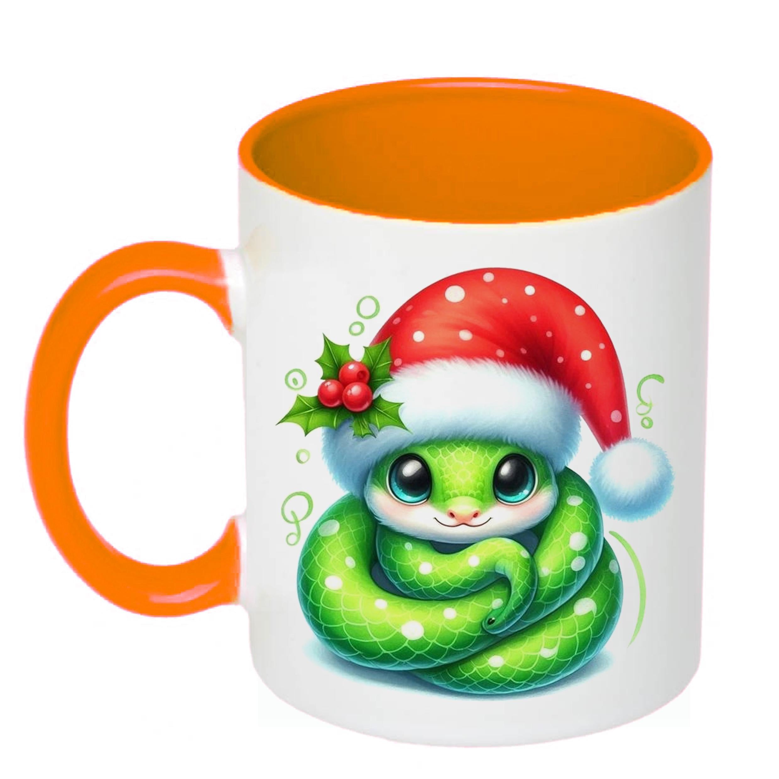 Чашка с печатью Новогодняя змея 330 мл Оранжевый (21631)