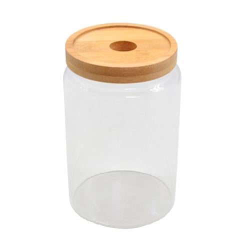 Банка для сыпучих продуктов Stenson TD00979-0,95 с бамбуковой крышкой 950 мл 10х15 см (549807)