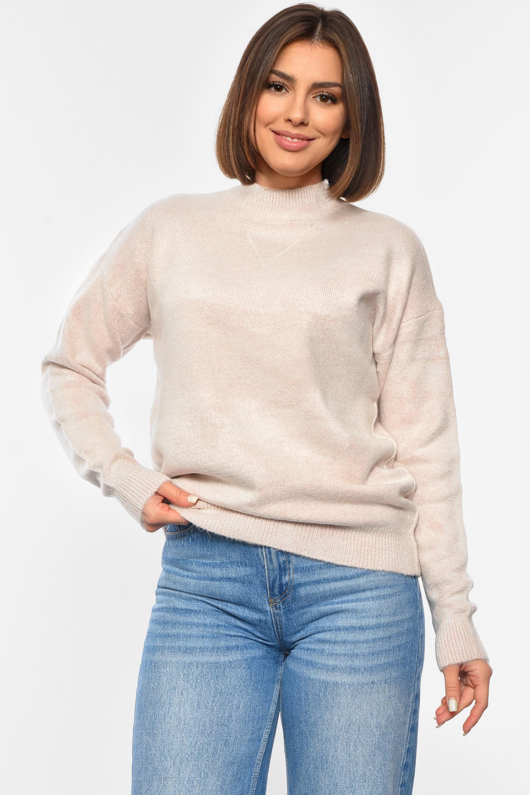 Свитер женский полубатальный 2XL-3XL Светло-бежевый (192057)