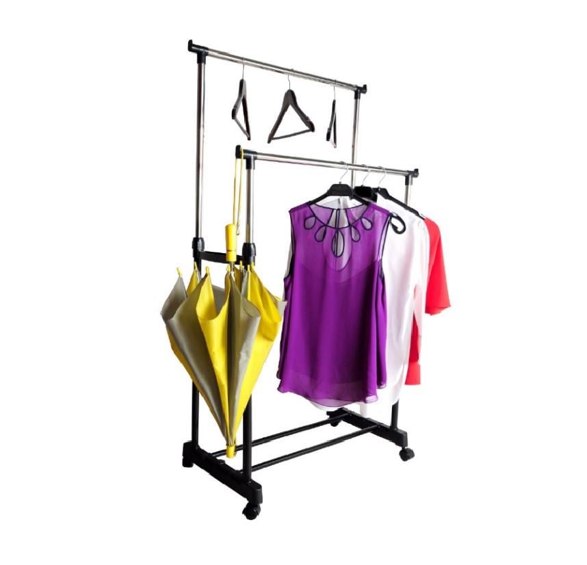 Вешалка-стойка для одежды Double Pole Small  WJF-003 140х68х24 см Черный - фото 2