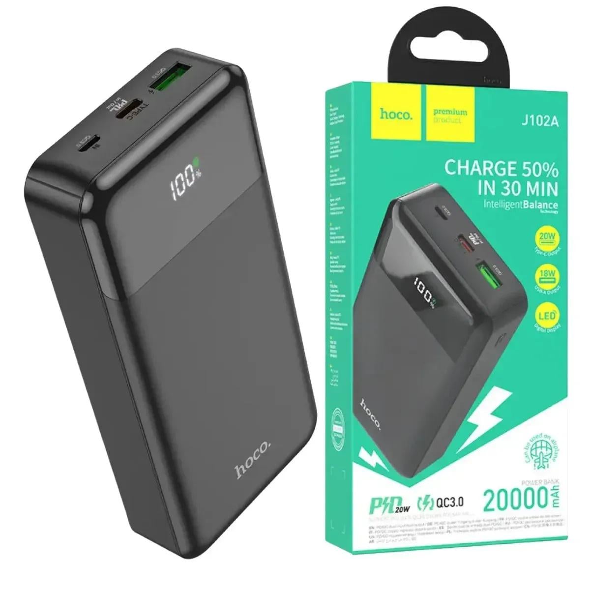 Повербанк с быстрой зарядкой Hoco J102A Cool figure PD20W+QC3.0 20000 mAh USB/Type-C (37823557)