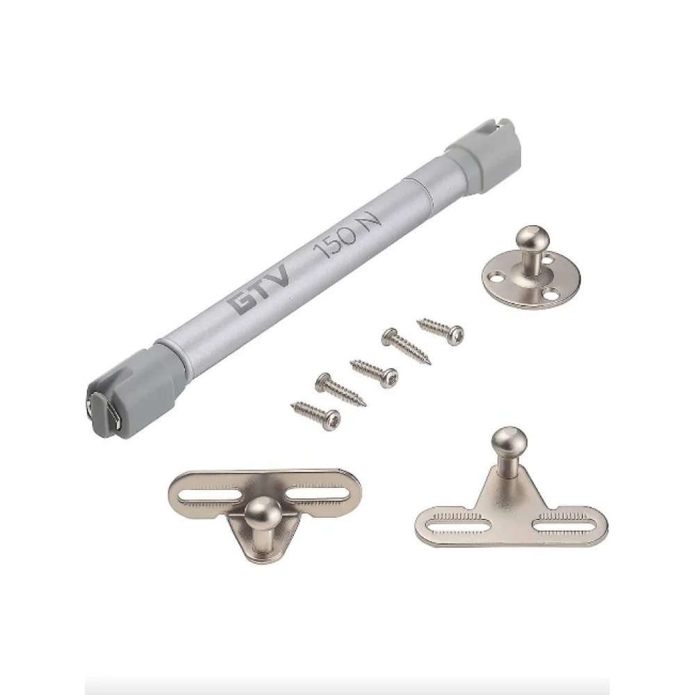 Меблевий GTV амортизатор газовий нижнього відкривання обмежувач барний 150N Сірий (PM1293) - фото 1 Меблевий GTV амортизатор газовий нижнього відкривання обмежувач барний 150N Сірий (PM1293) - фото 1