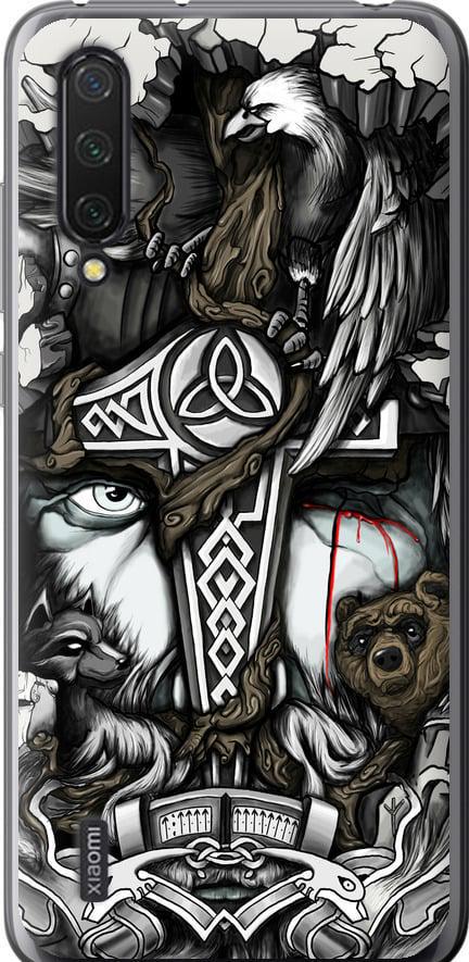 Чехол на Xiaomi Mi 9 Lite Тату Викинг (4098u-1834-42517)