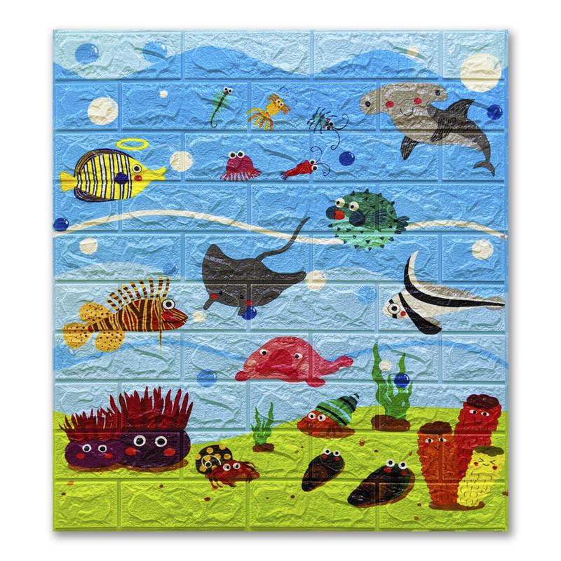 3D-панель самоклеющаяся Sticker Wall Подводный мир 700х770х6 мм Голубой (Панель-103)