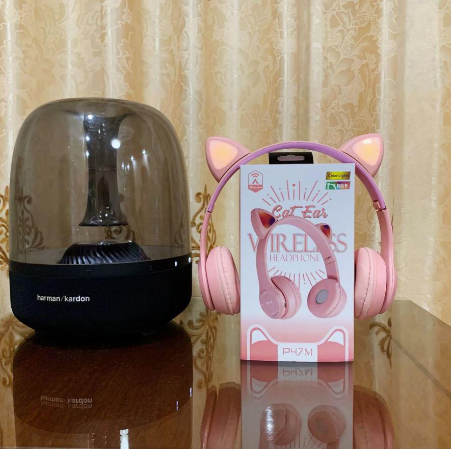 Наушники беспроводные Cat Ear P47M с кошачьими светящимися ушками Pink (P47M Pink) - фото 6
