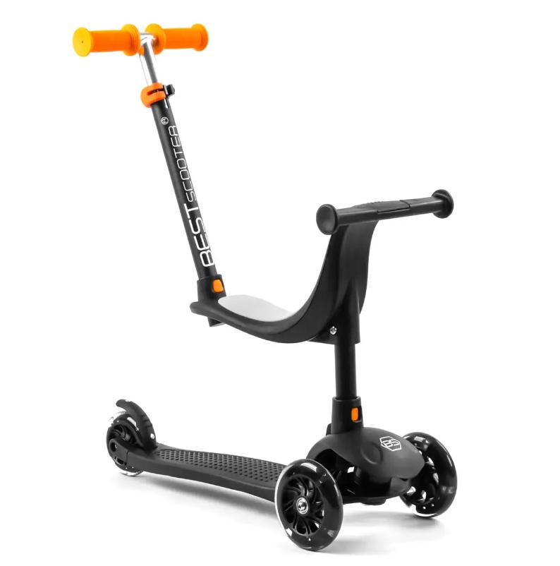 Самокат-биговел детский трехколесный Best Scooter PL-209 с отцовской ручкой Черно-оранжевый