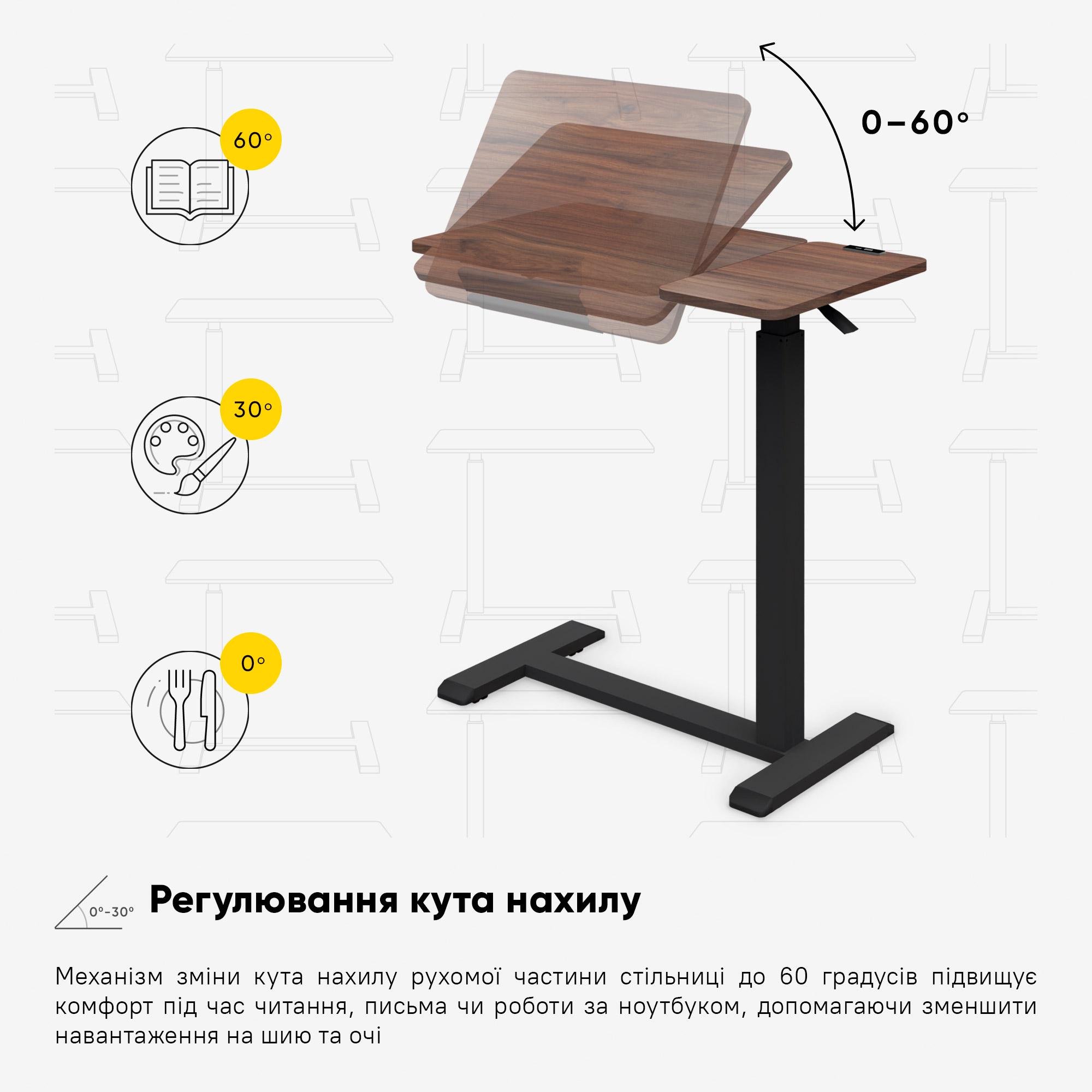 Комп'ютерний стіл приставний Hommex Mobidesk Duo USB із регулюванням висоти Walnut - фото 11 Комп'ютерний стіл приставний Hommex Mobidesk Duo USB із регулюванням висоти Walnut - фото 11