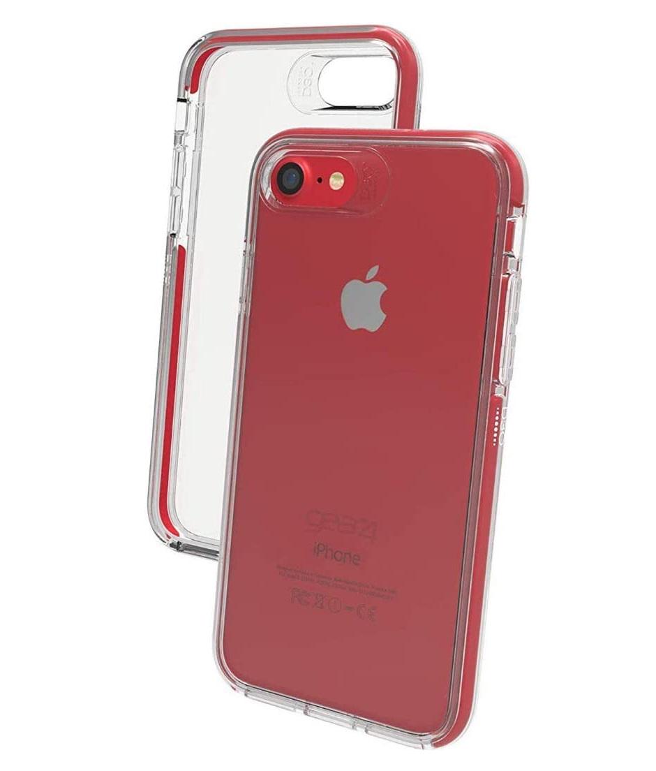 Противоударный прозрачный чехол Gear4 Piccadilly D3O с антимикробным покрытием для Iphone 6/6S/7/8/SE 2020 Red