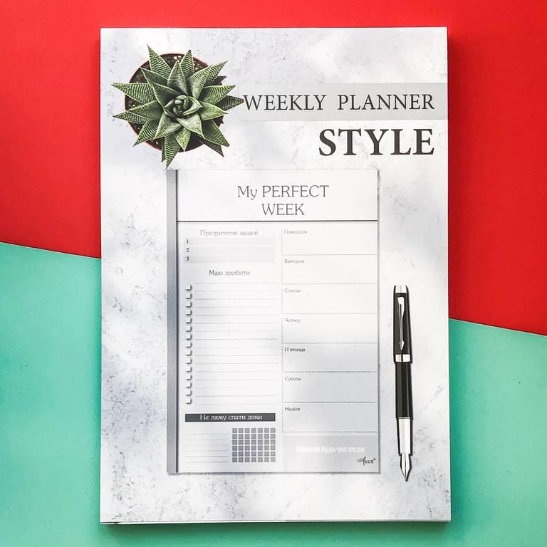Еженедельник с отрывными листами LifeFLUX Weekly My perfect week стильный А5 62 листа Черно-белый (LFWEEPBW015)